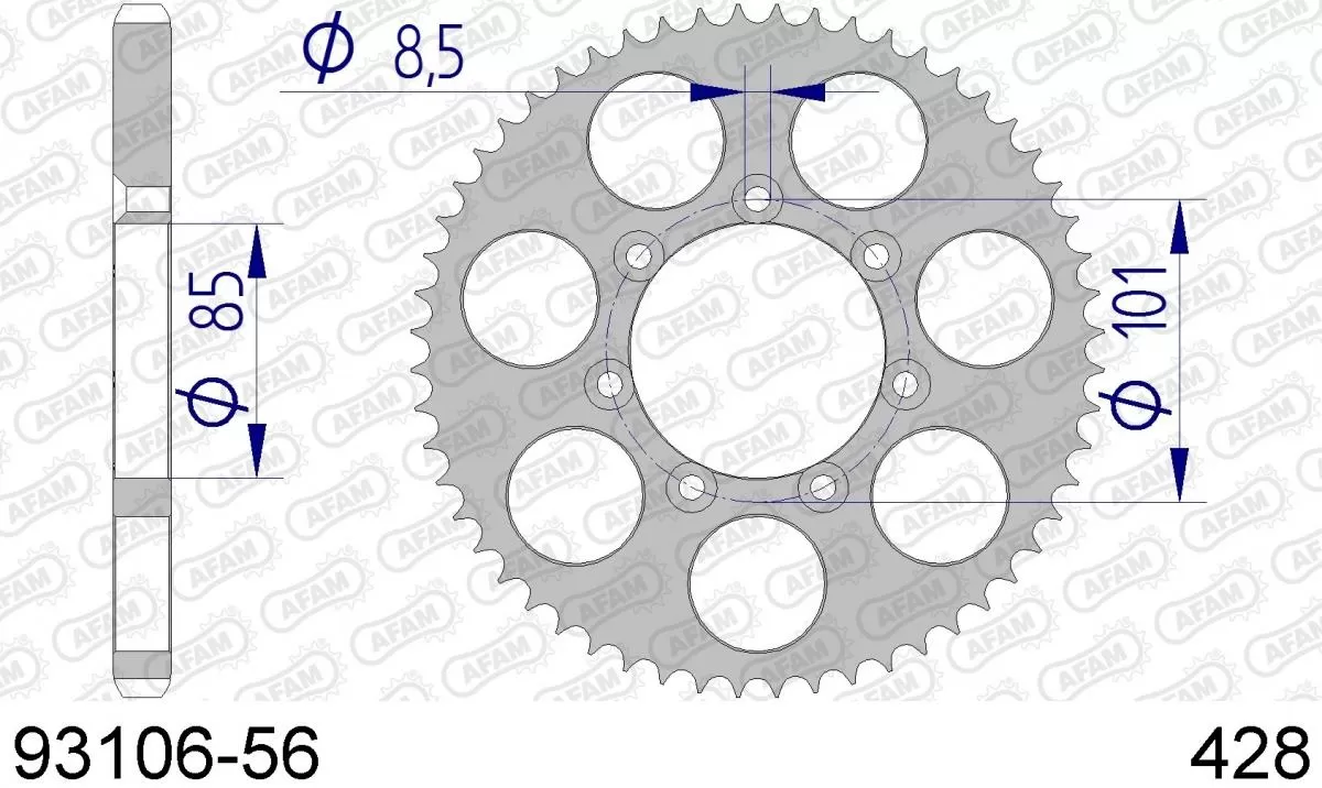 AFAM Sprocket Rear Aluminium 56T - 428