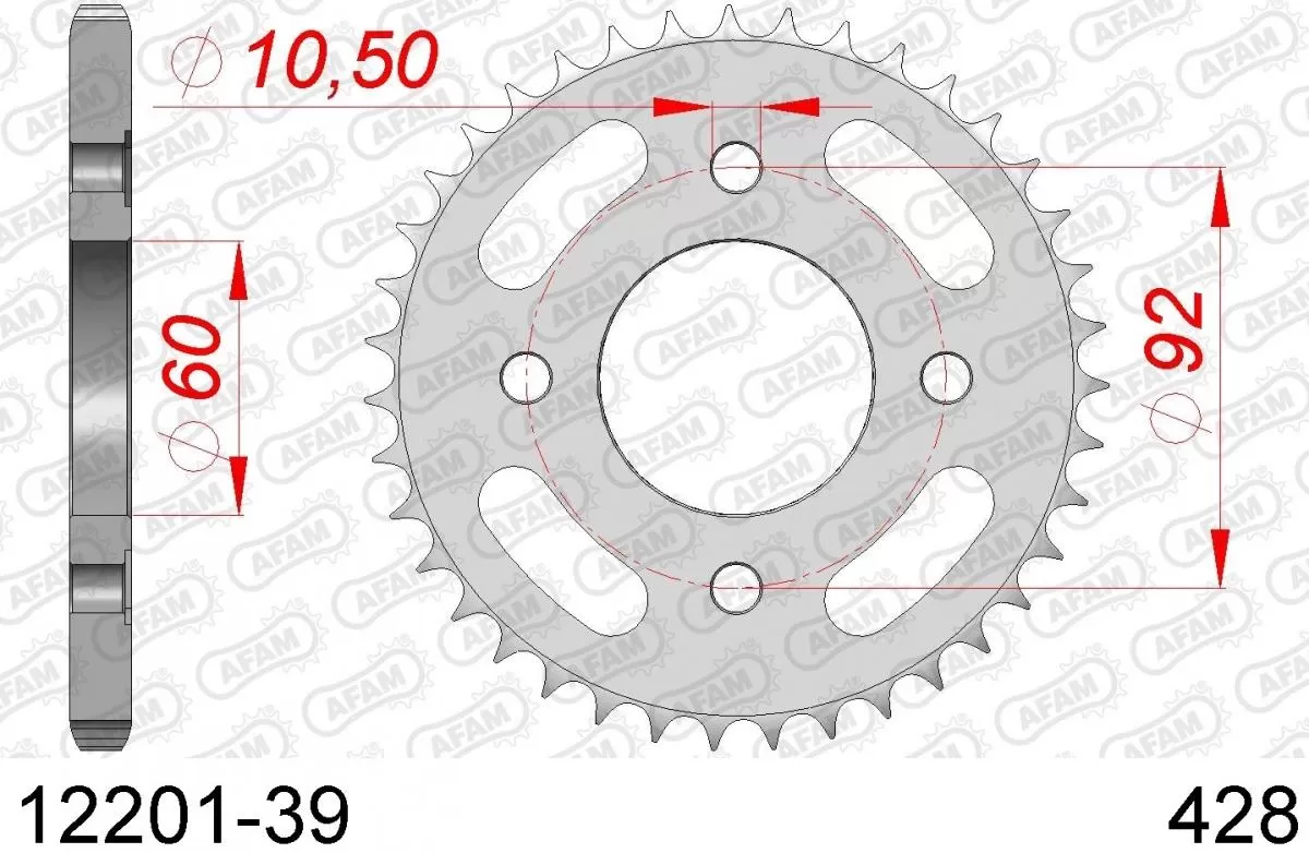 AFAM Sprocket Rear Steel 39T - 428