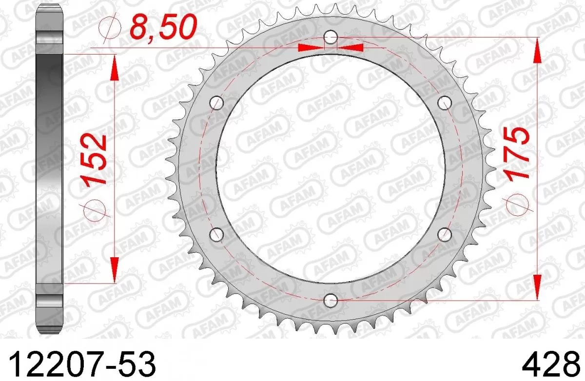 AFAM Sprocket Rear Steel 53T - 428