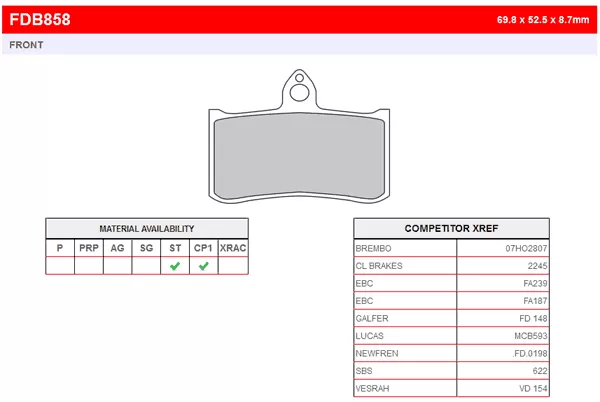 Ferodo brake Brake PadsCP1 Ceramic FDB858CP1