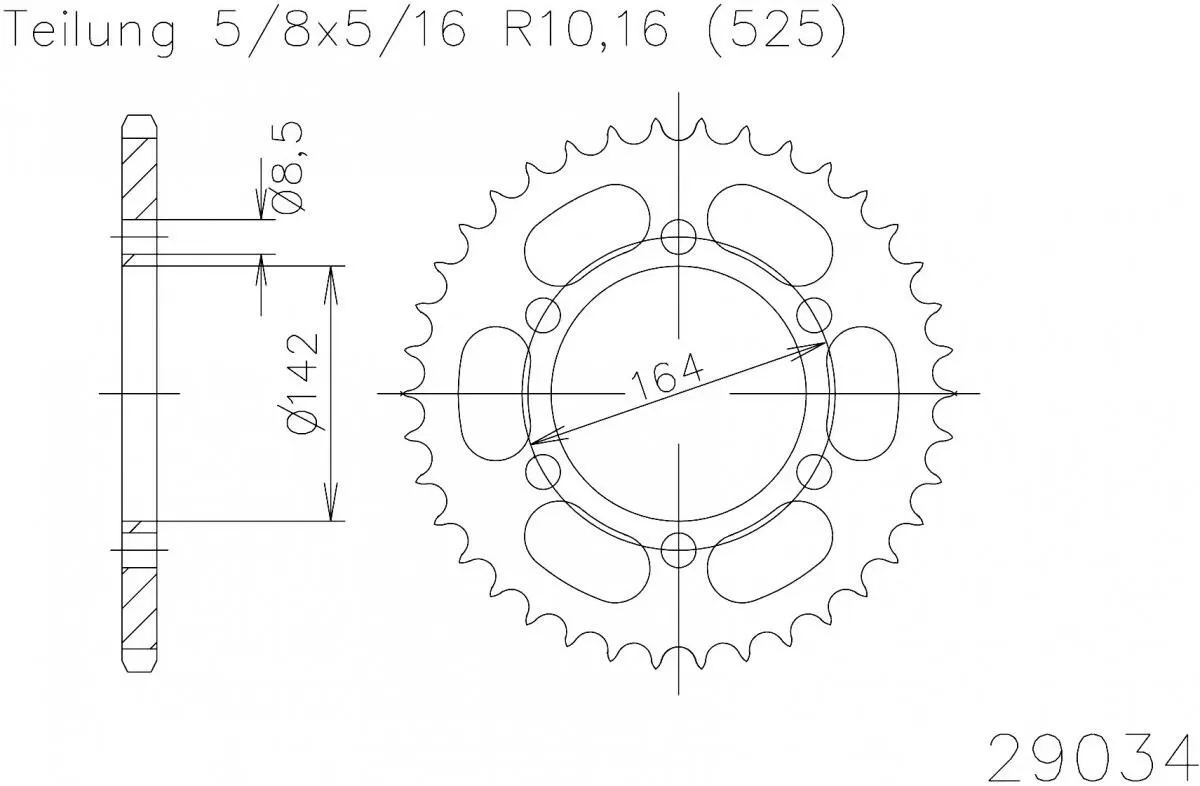 Esjot Sprocket Rear Steel 44T - 525