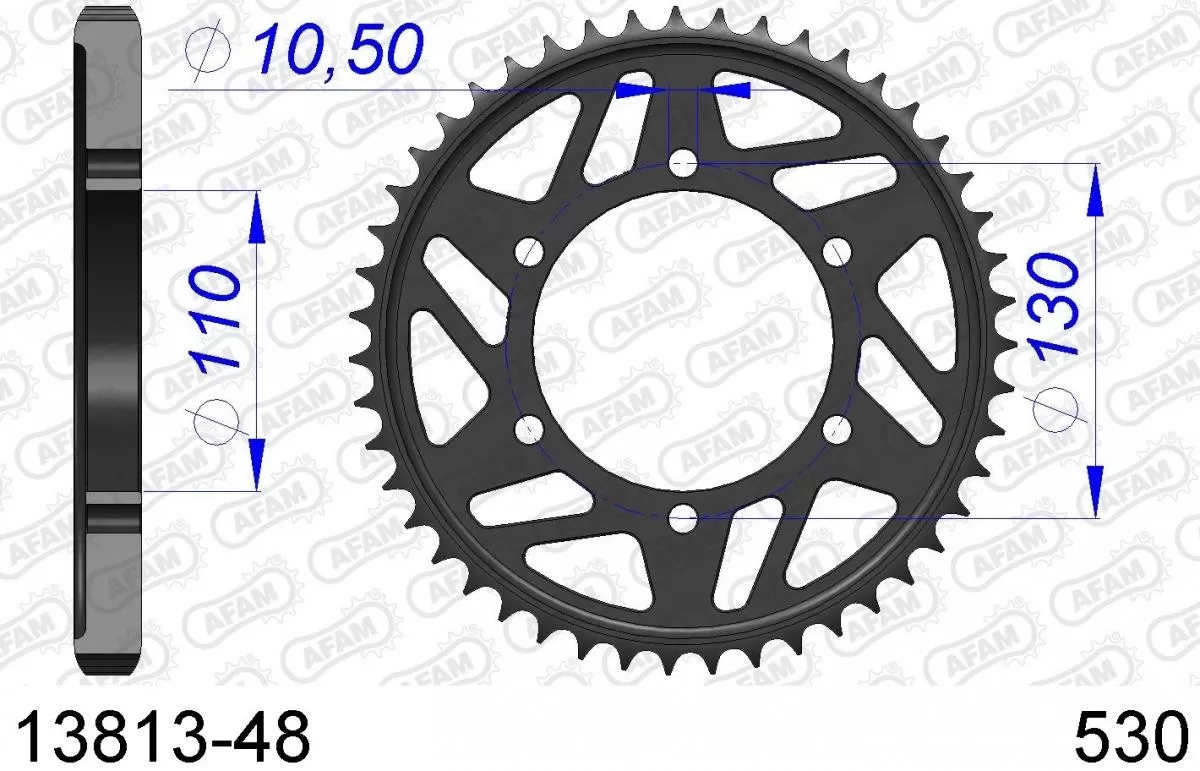 AFAM Sprocket Rear Aluminium 48T - 530