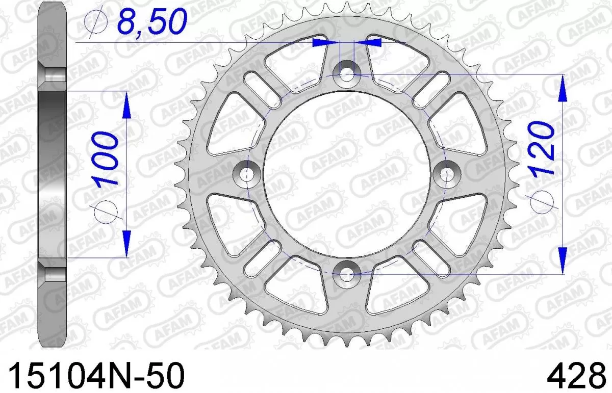 AFAM Sprocket Rear Aluminium 50T - 428