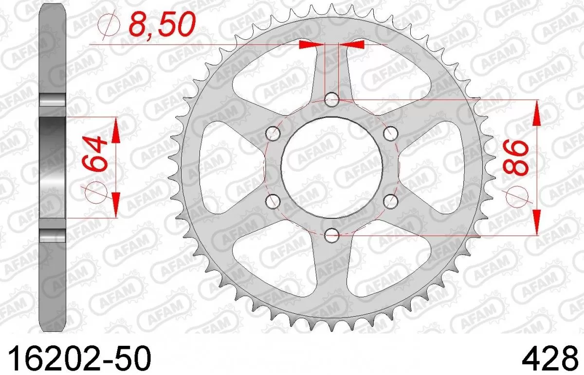AFAM Sprocket Rear Steel 50T - 428
