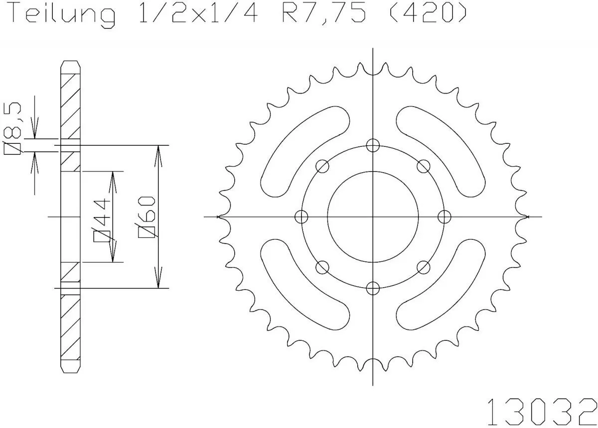 Esjot Sprocket Rear Steel 52T - 420