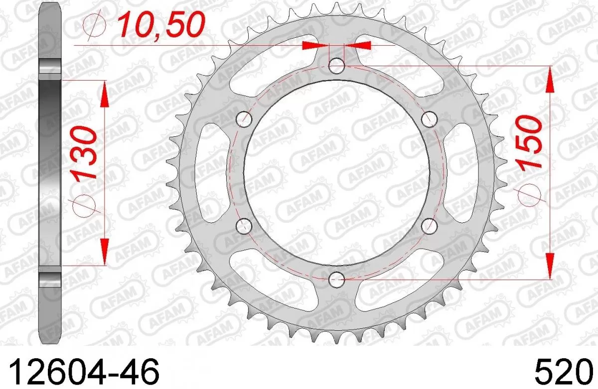AFAM Sprocket Rear Steel 46T - 520