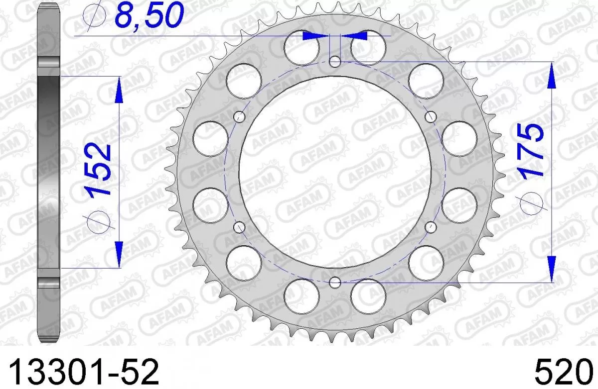 AFAM Sprocket Rear Aluminium 52T - 520