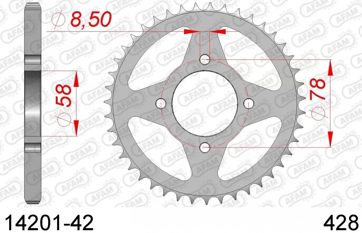AFAM Sprocket Rear Steel 42T - 428