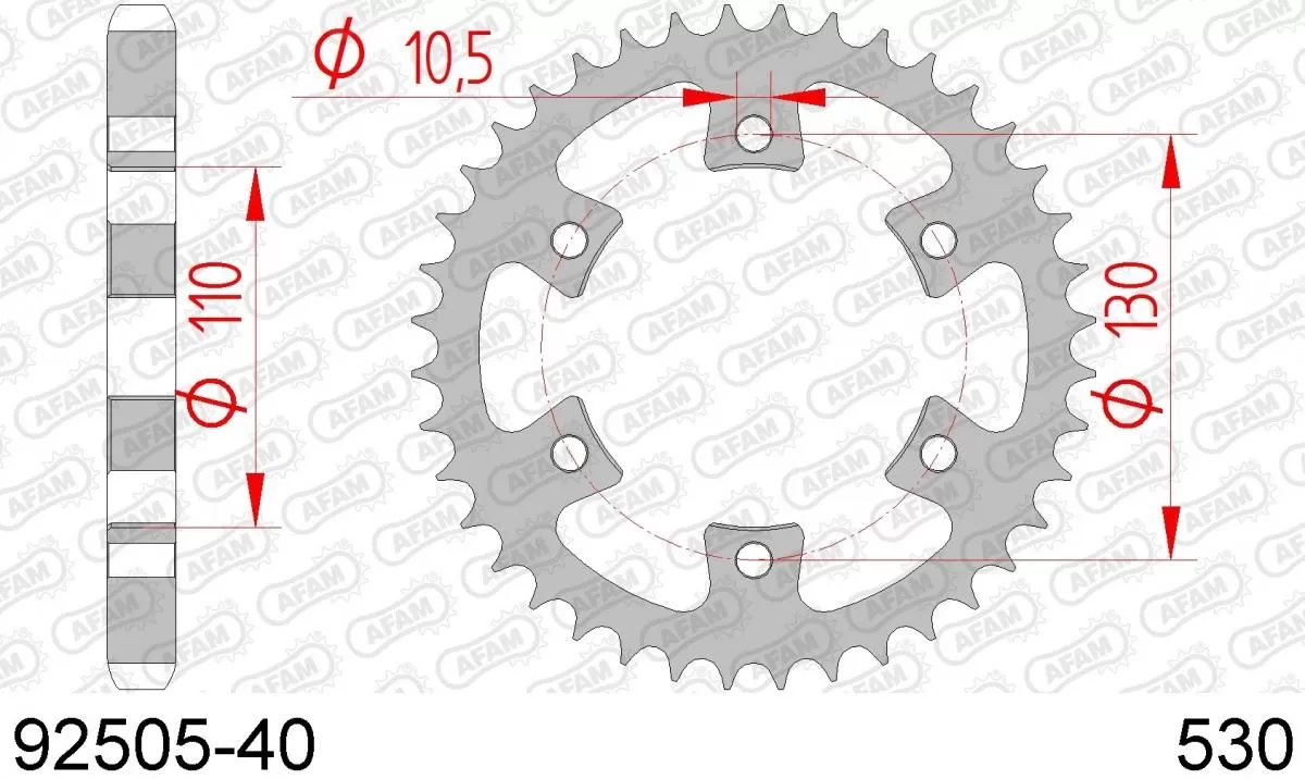 AFAM Sprocket Rear Steel 40T - 530