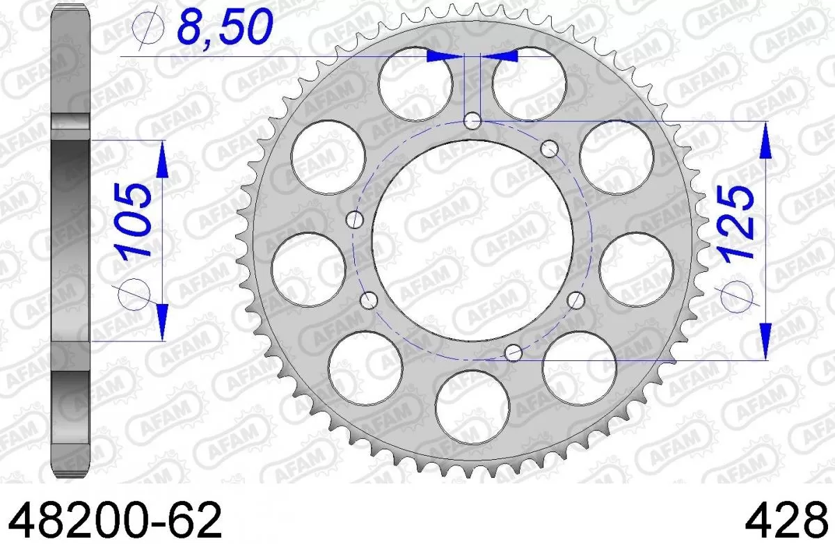 AFAM Sprocket Rear Aluminium 62T - 428