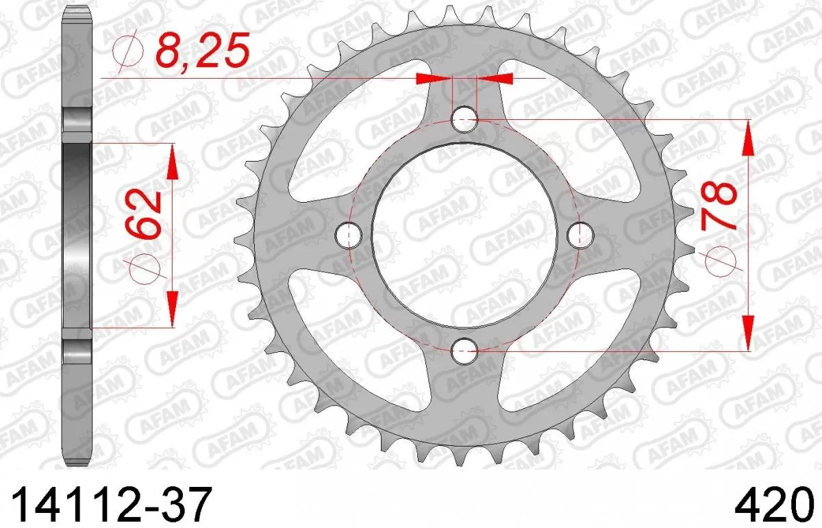 AFAM Sprocket Rear Steel 37T - 420